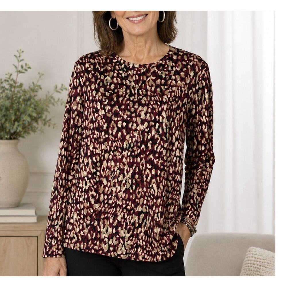 Chico’s Blouse Top Tunic Career Casual Size 2 L/12 Long Sleeves EUC